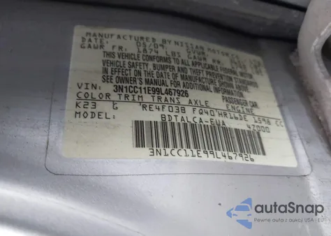 2009 Nissan Versa 1.6 из США, поврежденный, VIN 3N1CC11E99L467926